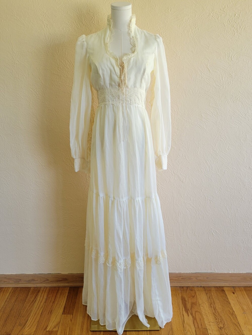 70s Vintage Ivory Renaissance Style Wedding Dress